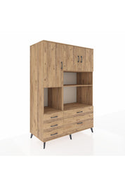 Kronos Dolap 8 Raflı 5 Çekmeceli 3 Kapaklı 132x59x195 Çam-Çam/Çam