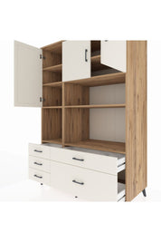 Kronos Dolap 8 Raflı 5 Çekmeceli 3 Kapaklı 132x59x195 Çam-Aytaşı/Aytaşı