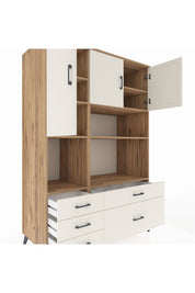 Kronos Dolap 8 Raflı 5 Çekmeceli 3 Kapaklı 132x59x195 Çam-Aytaşı/Aytaşı