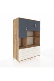 Kronos Dolap 8 Raflı 5 Çekmeceli 3 Kapaklı 132x59x195 Çam-Antrasit/Aytaşı