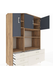 Kronos Dolap 8 Raflı 5 Çekmeceli 3 Kapaklı 132x59x195 Çam-Antrasit/Aytaşı