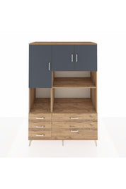 Kronos Dolap 8 Raflı 5 Çekmeceli 3 Kapaklı 132x59x195 Çam-Antrasit/Çam