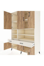 Kronos Dolap 8 Raflı 2 Çekmeceli 6 Kapaklı 132x59x195 Aytaşı-Çam/Aytaşı