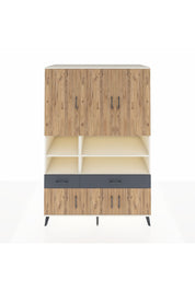 Kronos Dolap 8 Raflı 2 Çekmeceli 6 Kapaklı 132x59x195 Aytaşı-Çam/Antrasit