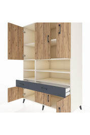 Kronos Dolap 8 Raflı 2 Çekmeceli 6 Kapaklı 132x59x195 Aytaşı-Çam/Antrasit