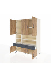 Kronos Dolap 8 Raflı 2 Çekmeceli 6 Kapaklı 132x59x195 Aytaşı-Çam/Antrasit