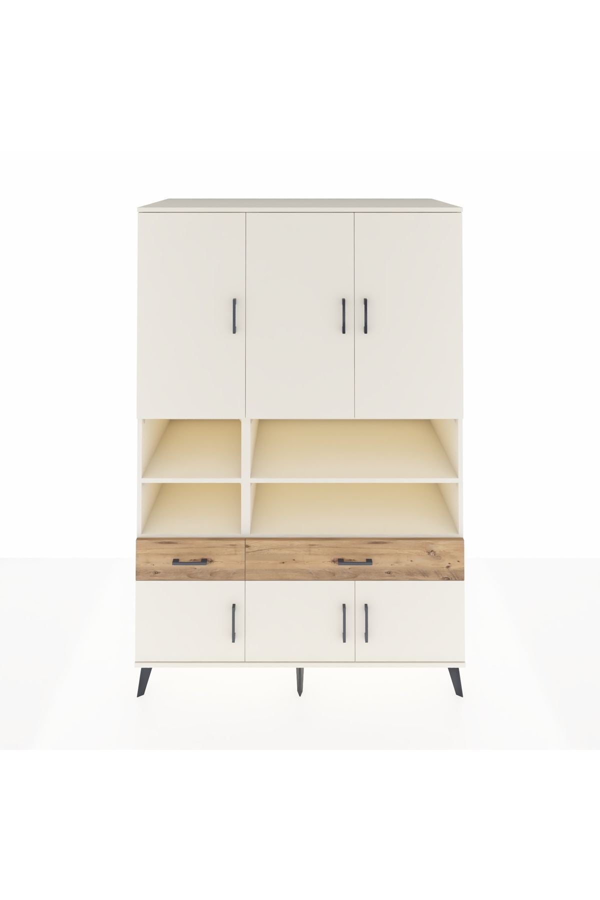 Kronos Dolap 8 Raflı 2 Çekmeceli 6 Kapaklı 132x59x195 Aytaşı-Aytaşı/Çam