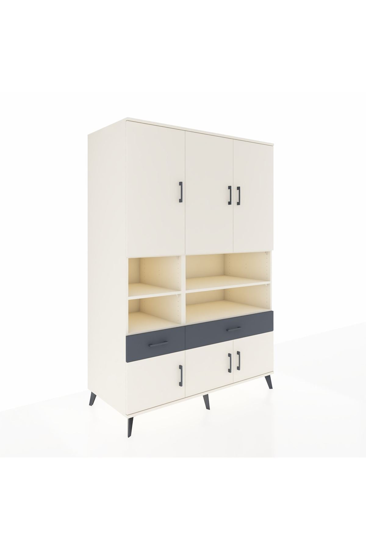 Kronos Dolap 8 Raflı 2 Çekmeceli 6 Kapaklı 132x59x195 Aytaşı-Aytaşı/Antrasit