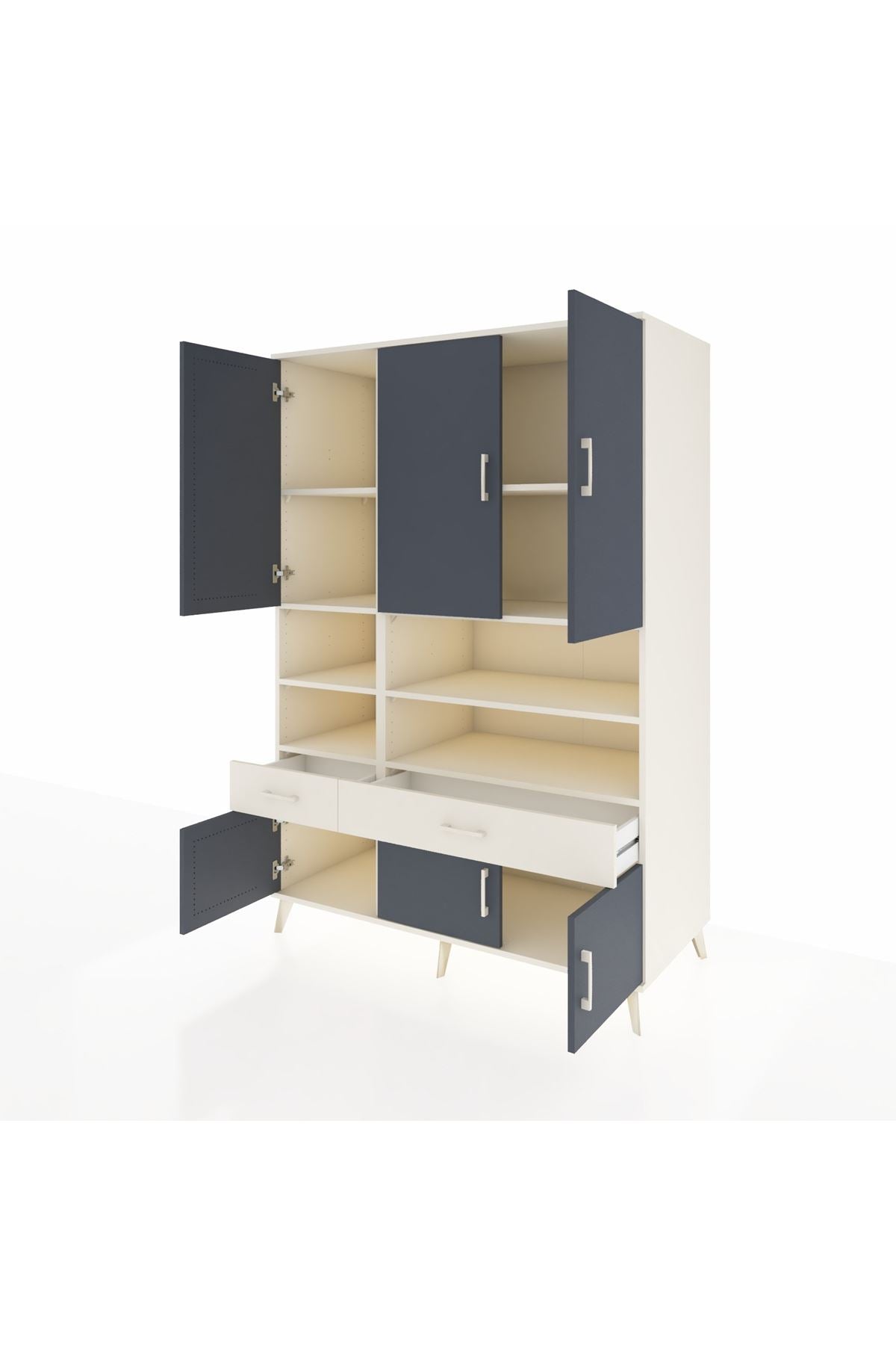 Kronos Dolap 8 Raflı 2 Çekmeceli 6 Kapaklı 132x59x195 Aytaşı-Antrasit/Aytaşı