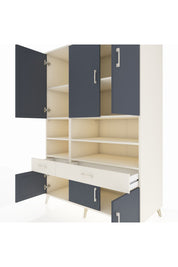 Kronos Dolap 8 Raflı 2 Çekmeceli 6 Kapaklı 132x59x195 Aytaşı-Antrasit/Aytaşı