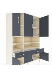 Kronos Dolap 8 Raflı 2 Çekmeceli 6 Kapaklı 132x59x195 Aytaşı-Antrasit/Antrasit