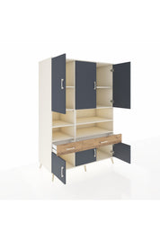 Kronos Dolap 8 Raflı 2 Çekmeceli 6 Kapaklı 132x59x195 Aytaşı-Antrasit/Çam