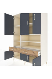 Kronos Dolap 8 Raflı 2 Çekmeceli 6 Kapaklı 132x59x195 Aytaşı-Antrasit/Çam