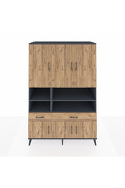 Kronos Dolap 8 Raflı 2 Çekmeceli 6 Kapaklı 132x59x195 Antrasit-Çam/Çam