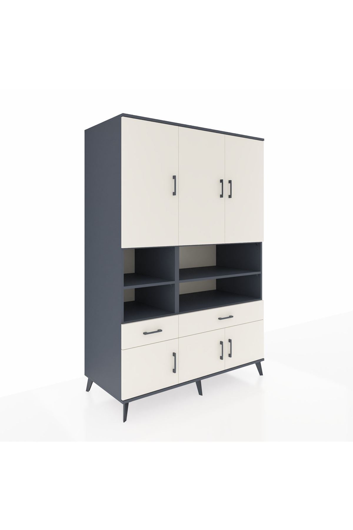 Kronos Dolap 8 Raflı 2 Çekmeceli 6 Kapaklı 132x59x195 Antrasit-Aytaşı/Aytaşı