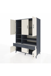 Kronos Dolap 8 Raflı 2 Çekmeceli 6 Kapaklı 132x59x195 Antrasit-Aytaşı/Antrasit