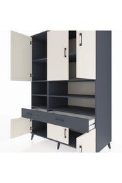 Kronos Dolap 8 Raflı 2 Çekmeceli 6 Kapaklı 132x59x195 Antrasit-Aytaşı/Antrasit