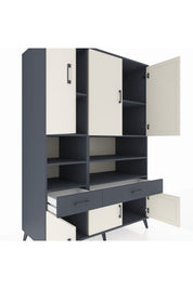 Kronos Dolap 8 Raflı 2 Çekmeceli 6 Kapaklı 132x59x195 Antrasit-Aytaşı/Antrasit