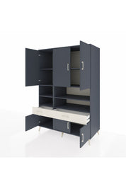 Kronos Dolap 8 Raflı 2 Çekmeceli 6 Kapaklı 132x59x195 Antrasit-Antrasit/Aytaşı