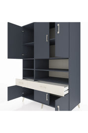 Kronos Dolap 8 Raflı 2 Çekmeceli 6 Kapaklı 132x59x195 Antrasit-Antrasit/Aytaşı