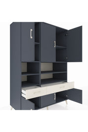 Kronos Dolap 8 Raflı 2 Çekmeceli 6 Kapaklı 132x59x195 Antrasit-Antrasit/Aytaşı