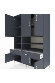 Kronos Dolap 8 Raflı 2 Çekmeceli 6 Kapaklı 132x59x195 Antrasit-Antrasit/Antrasit