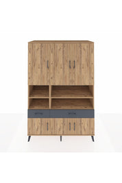 Kronos Dolap 8 Raflı 2 Çekmeceli 6 Kapaklı 132x59x195 Çam-Çam/Antrasit