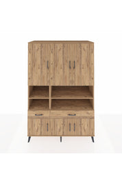 Kronos Dolap 8 Raflı 2 Çekmeceli 6 Kapaklı 132x59x195 Çam-Çam/Çam