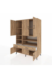 Kronos Dolap 8 Raflı 2 Çekmeceli 6 Kapaklı 132x59x195 Çam-Çam/Çam