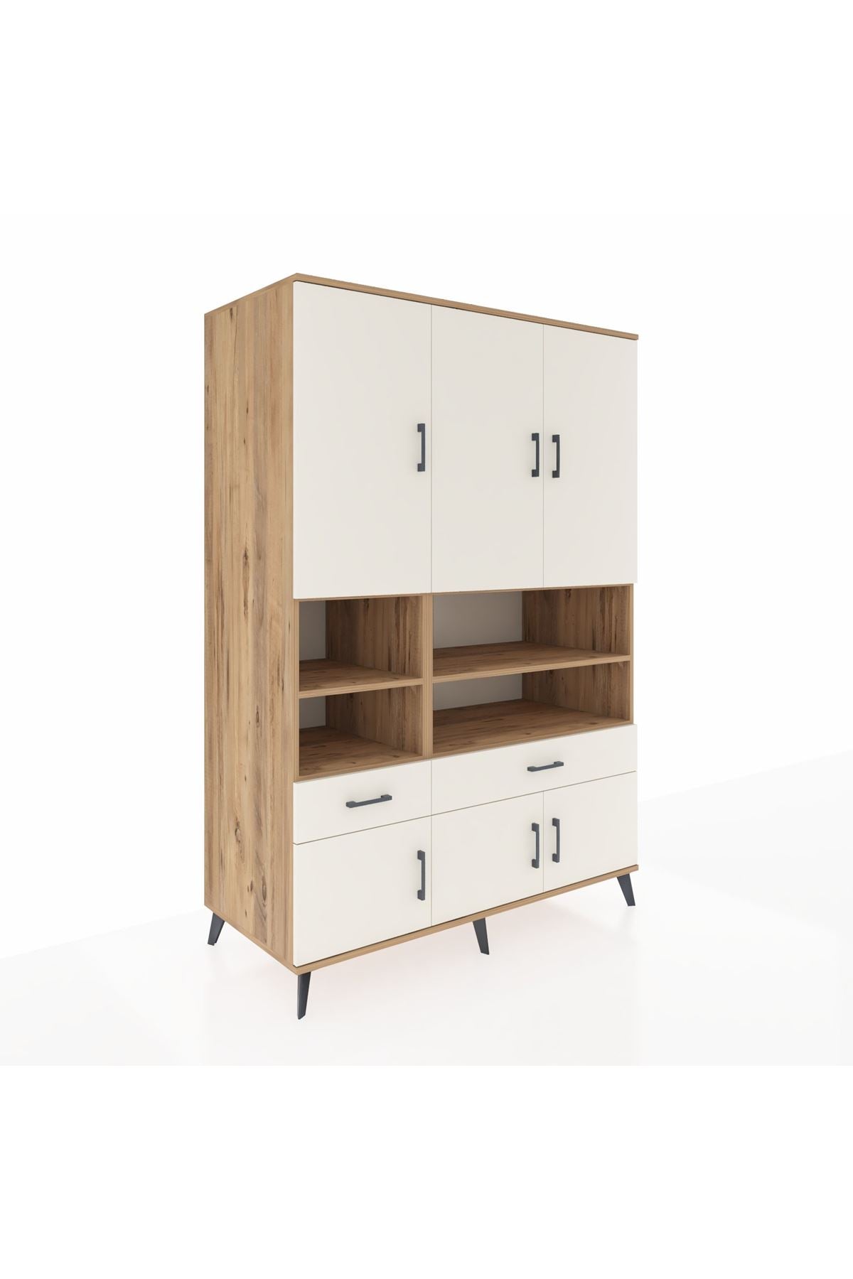 Kronos Dolap 8 Raflı 2 Çekmeceli 6 Kapaklı 132x59x195 Çam-Aytaşı/Aytaşı