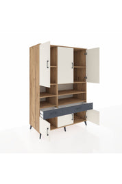 Kronos Dolap 8 Raflı 2 Çekmeceli 6 Kapaklı 132x59x195 Çam-Aytaşı/Antrasit