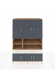 Kronos Dolap 8 Raflı 2 Çekmeceli 6 Kapaklı 132x59x195 Çam-Antrasit/Aytaşı