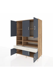 Kronos Dolap 8 Raflı 2 Çekmeceli 6 Kapaklı 132x59x195 Çam-Antrasit/Aytaşı