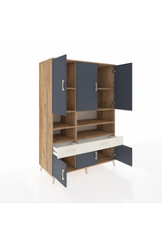 Kronos Dolap 8 Raflı 2 Çekmeceli 6 Kapaklı 132x59x195 Çam-Antrasit/Aytaşı