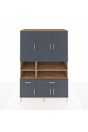 Kronos Dolap 8 Raflı 2 Çekmeceli 6 Kapaklı 132x59x195 Çam-Antrasit/Antrasit