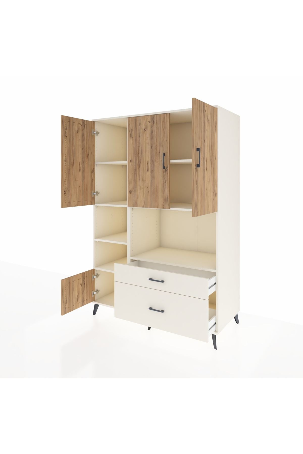 Kronos Dolap 7 Raflı 2 Çekmeceli 5 Kapaklı 132x59x195 Aytaşı-Çam/Aytaşı