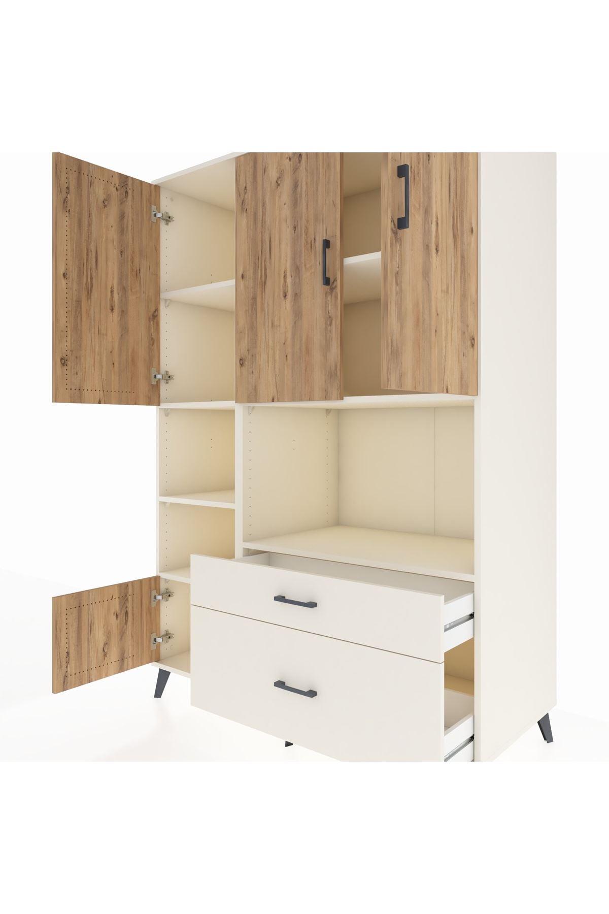 Kronos Dolap 7 Raflı 2 Çekmeceli 5 Kapaklı 132x59x195 Aytaşı-Çam/Aytaşı