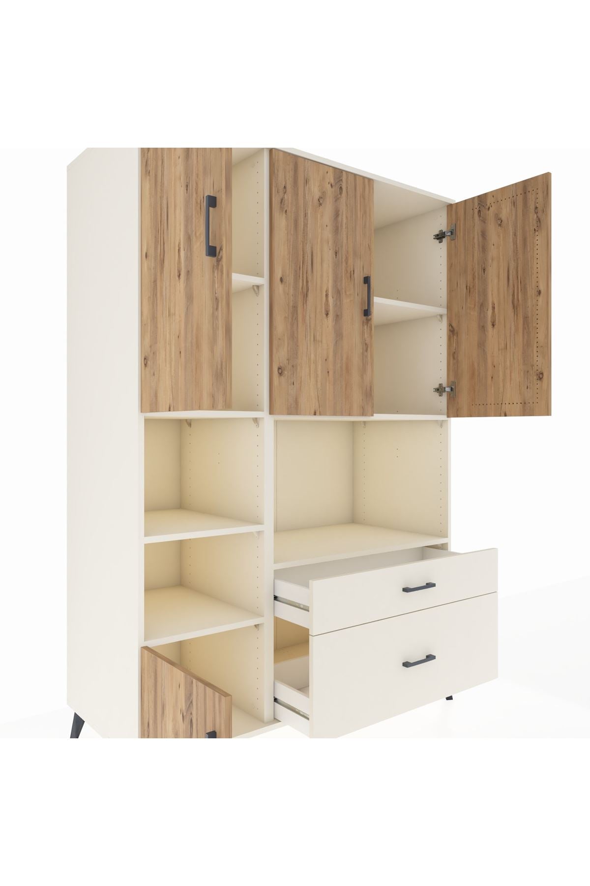 Kronos Dolap 7 Raflı 2 Çekmeceli 5 Kapaklı 132x59x195 Aytaşı-Çam/Aytaşı