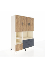 Kronos Dolap 7 Raflı 2 Çekmeceli 5 Kapaklı 132x59x195 Aytaşı-Çam/Antrasit