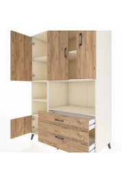 Kronos Dolap 7 Raflı 2 Çekmeceli 5 Kapaklı 132x59x195 Aytaşı-Çam/Çam