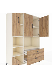 Kronos Dolap 7 Raflı 2 Çekmeceli 5 Kapaklı 132x59x195 Aytaşı-Çam/Çam