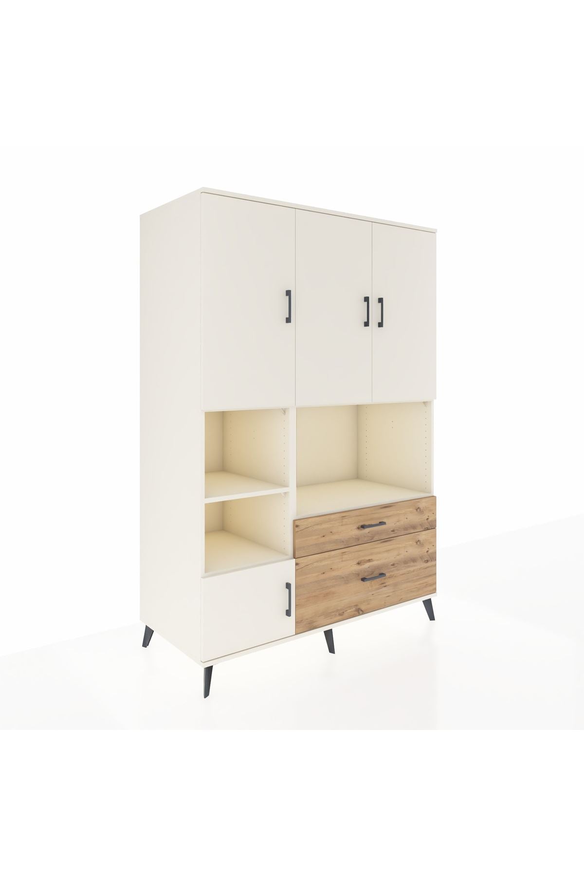 Kronos Dolap 7 Raflı 2 Çekmeceli 5 Kapaklı 132x59x195 Aytaşı-Aytaşı/Çam