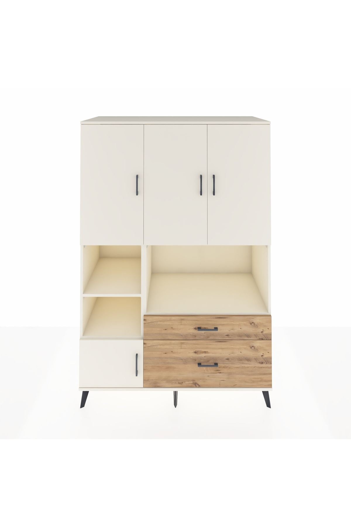 Kronos Dolap 7 Raflı 2 Çekmeceli 5 Kapaklı 132x59x195 Aytaşı-Aytaşı/Çam