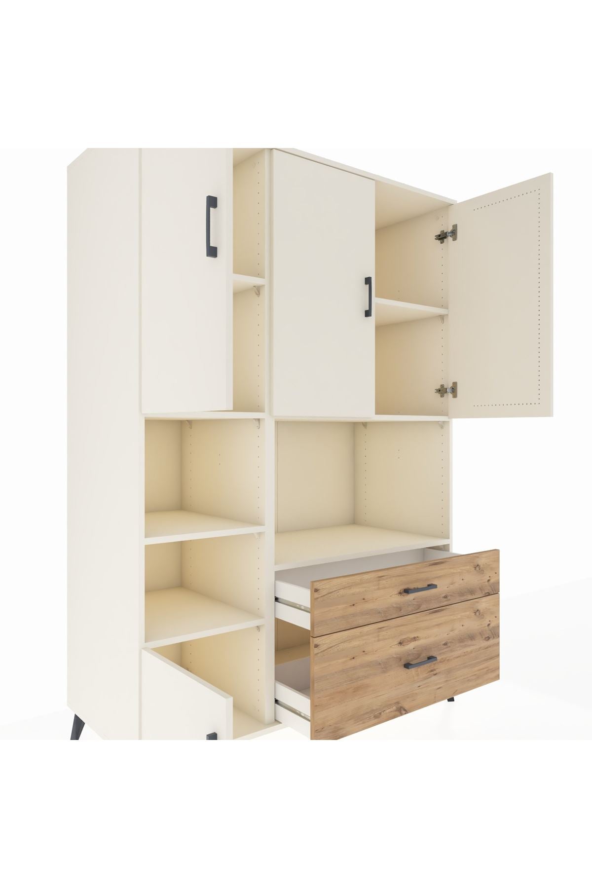 Kronos Dolap 7 Raflı 2 Çekmeceli 5 Kapaklı 132x59x195 Aytaşı-Aytaşı/Çam