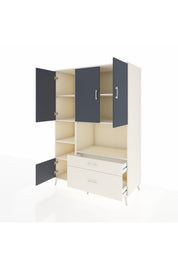 Kronos Dolap 7 Raflı 2 Çekmeceli 5 Kapaklı 132x59x195 Aytaşı-Antrasit/Aytaşı