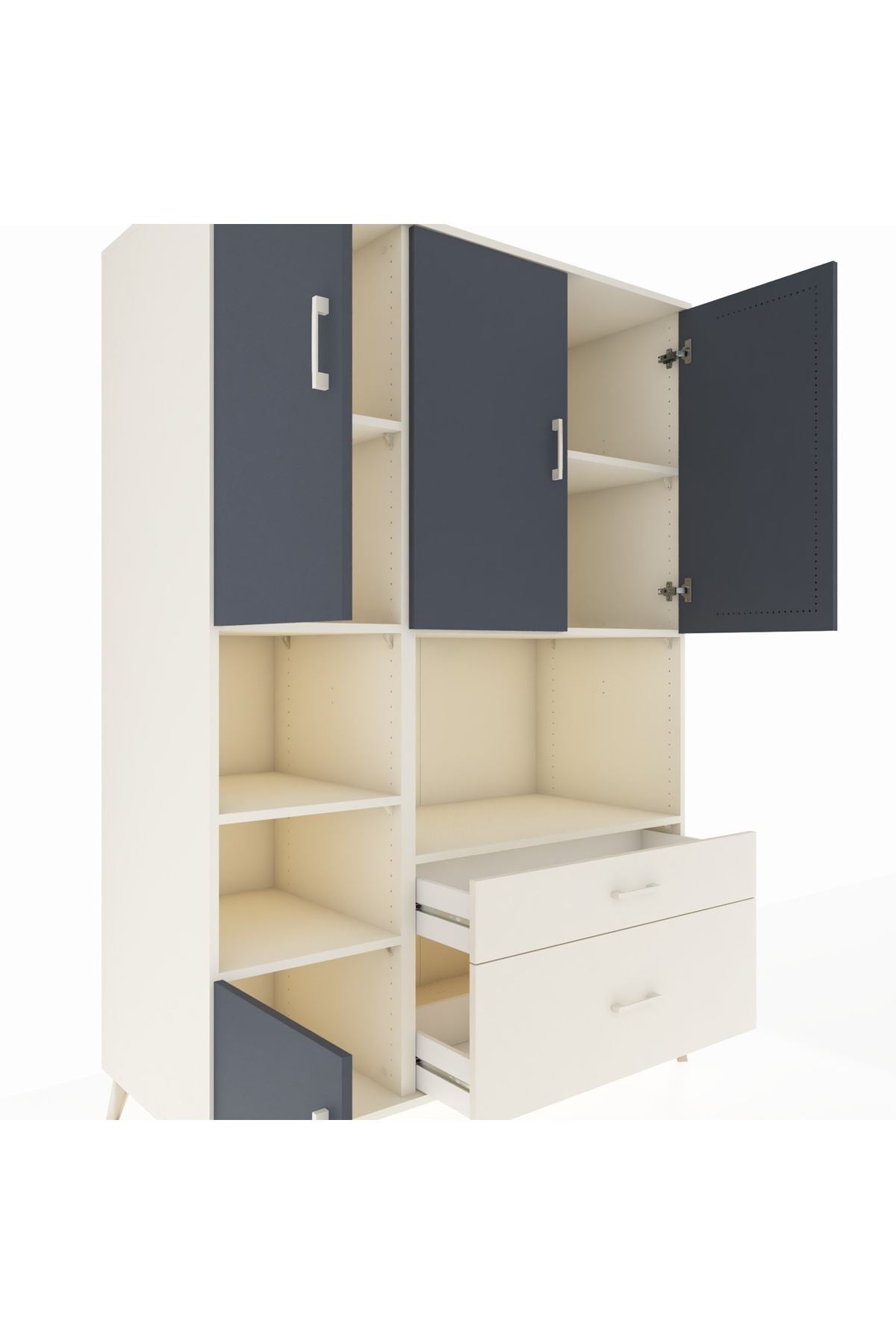 Kronos Dolap 7 Raflı 2 Çekmeceli 5 Kapaklı 132x59x195 Aytaşı-Antrasit/Aytaşı