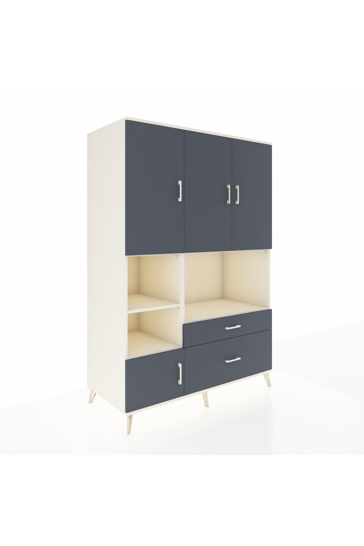 Kronos Dolap 7 Raflı 2 Çekmeceli 5 Kapaklı 132x59x195 Aytaşı-Antrasit/Antrasit