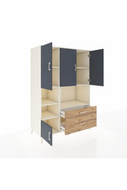 Kronos Dolap 7 Raflı 2 Çekmeceli 5 Kapaklı 132x59x195 Aytaşı-Antrasit/Çam