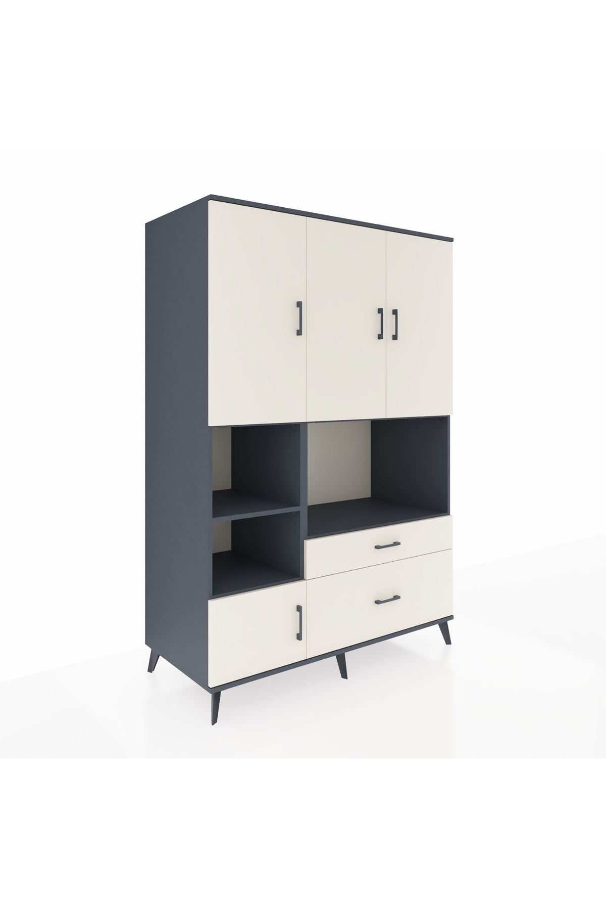Kronos Dolap 7 Raflı 2 Çekmeceli 5 Kapaklı 132x59x195 Antrasit-Aytaşı/Aytaşı