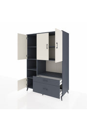 Kronos Dolap 7 Raflı 2 Çekmeceli 5 Kapaklı 132x59x195 Antrasit-Aytaşı/Antrasit